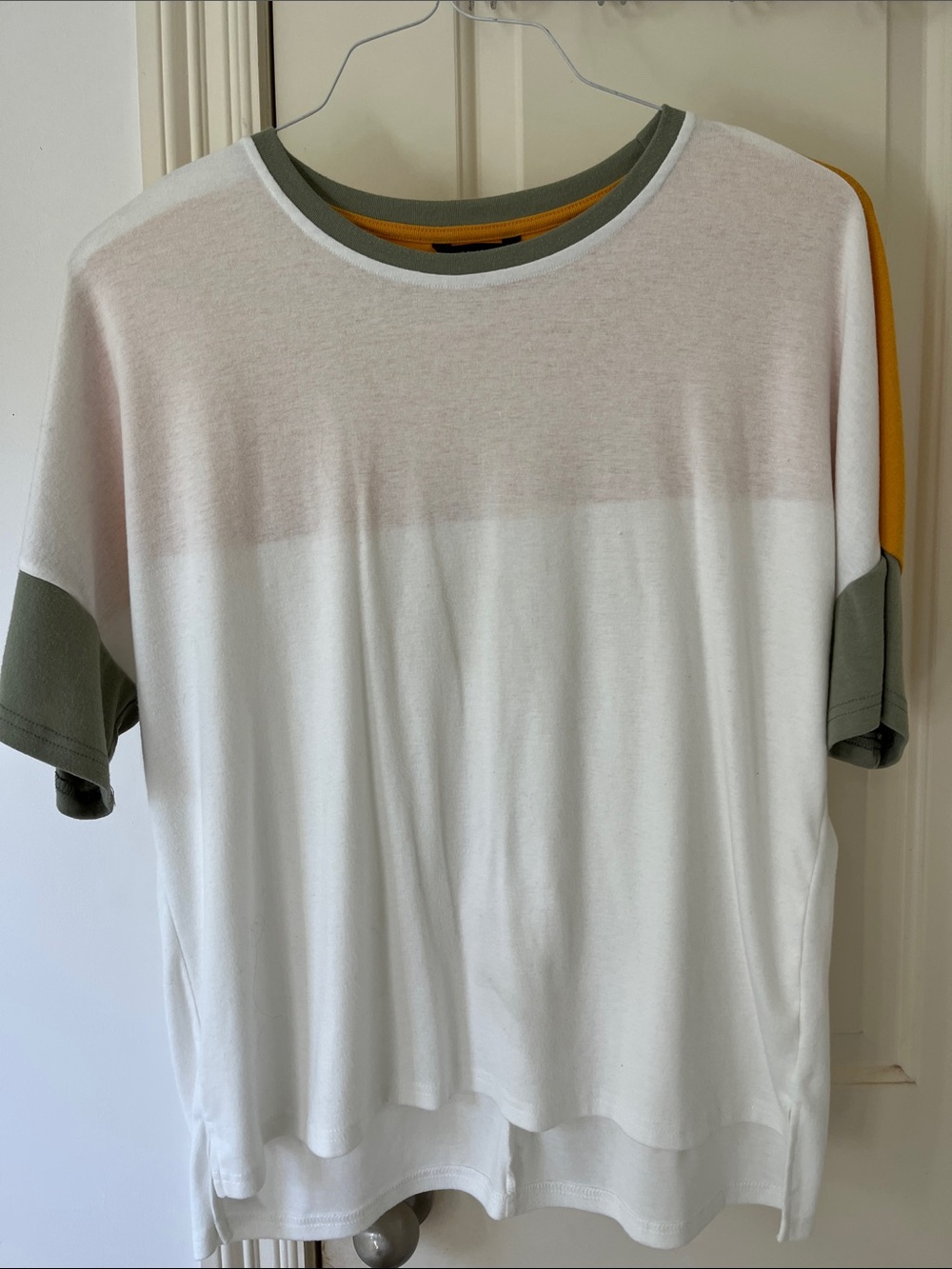 Relaxed Colorblock Short Sleeve Tee - White, Olive & Mustard